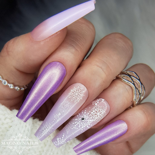 Preview: Flieder Perlmutt Pearl Nail Art winternägel Winter Nageldesign Ideen